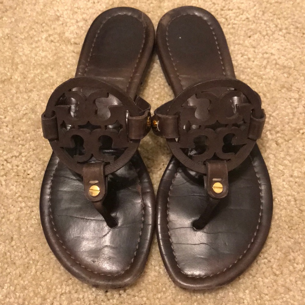 Tory Burch chocolate brown Miller sandals 5.5